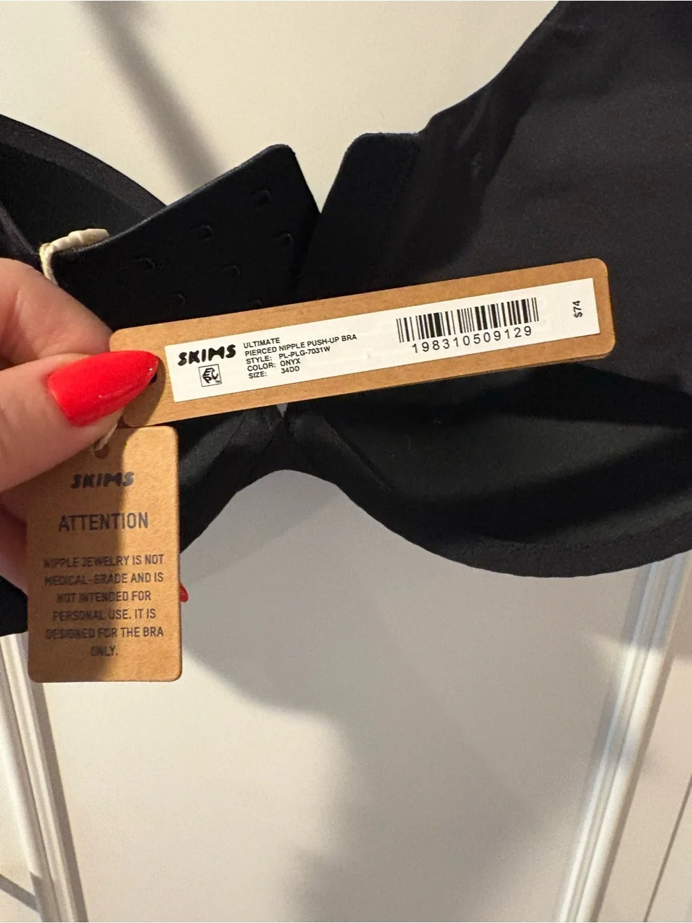 BNWT Skims Pierced Nipple Ultimate Push Up Bra Onyx 34DD - Picture 6 of 7